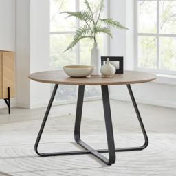 Furniturebox Fira Valera Wood Effect 6 Seater Round Dining Set Brown Cappuccino and Black - Wilko - thumbnail 3