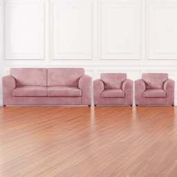 Luxor 5 Seater Pink Jumbo Cord Full Back Sofa Suite - Wilko