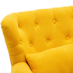 Living and Home Yellow Upholstered Button Tufted Armchair with Lumbar Pillow - Size: Single - Wilko - thumbnail 7