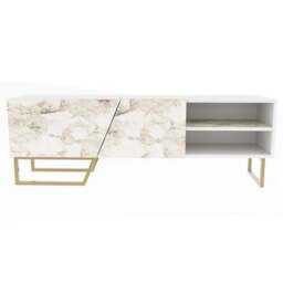 Decorotika Denasse White Marble Effect and Gold TV Unit - Size: 50.5 x 150 x 35cm - Multi - Wilko - thumbnail 3