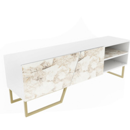 Decorotika Denasse White Marble Effect and Gold TV Unit - Size: 50.5 x 150 x 35cm - Multi - Wilko - thumbnail 6