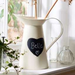 Dibor Cream Ceramic Vintage Style Extra Large Pitcher Jug Vase with Heart Message Chalkboard - Size: 28 x 27 x 16cm - Wilko - thumbnail 6