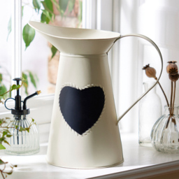 Dibor Cream Ceramic Vintage Style Extra Large Pitcher Jug Vase with Heart Message Chalkboard - Size: 28 x 27 x 16cm - Wilko - thumbnail 3