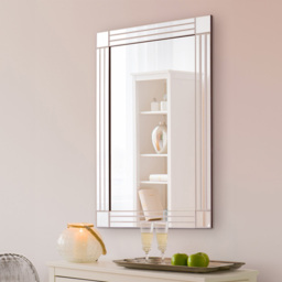 Milton Square Corner Bevelled All Glass Corner Wall Mirror 91 x 61cm - Size: 90 x 60cm - Black - MirrorOutlet - Wilko - thumbnail 3