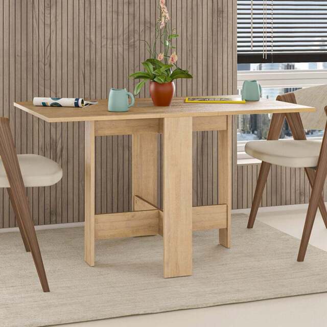 Decortie Artemio Modern Multipurpose Foldable Dining Table Oak - Size: 4 Seater - Cream - Wilko - image 1