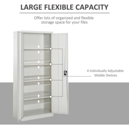 Portland Vinsetto 2 Door 4 Shelf Filing Cabinet - White - Wilko - thumbnail 7