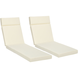 Outsunny Cream White Sun Lounger Cushion 196 x 55cm 2 Pack - Size: 2 Piece - Wilko - thumbnail 1