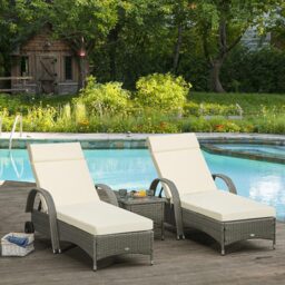 Outsunny Cream White Sun Lounger Cushion 196 x 55cm 2 Pack - Size: 2 Piece - Wilko - thumbnail 3