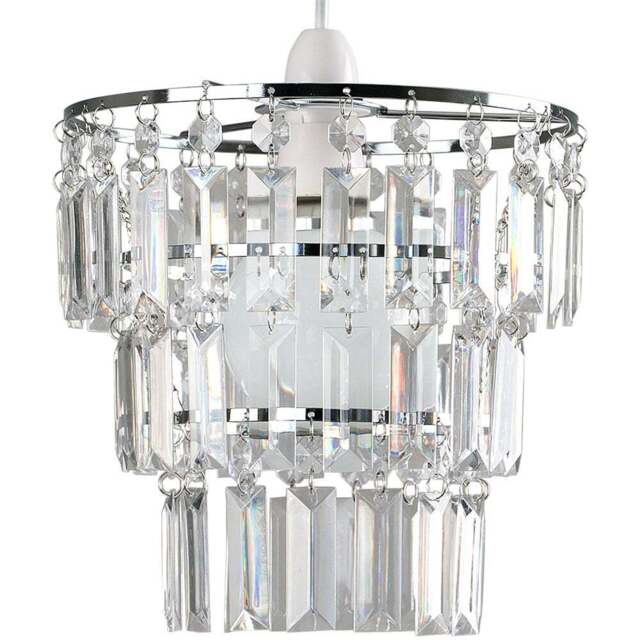 ValueLights Kelsks Chrome Clear Jewel Droplet Ceiling Lamp Shade - Size: 23 x 23 x 23cm - Silver - Wilko - image 1