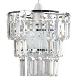 ValueLights Kelsks Chrome Clear Jewel Droplet Ceiling Lamp Shade - Size: 23 x 23 x 23cm - Silver - Wilko