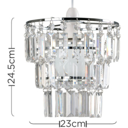 ValueLights Kelsks Chrome Clear Jewel Droplet Ceiling Lamp Shade - Size: 23 x 23 x 23cm - Silver - Wilko - thumbnail 7