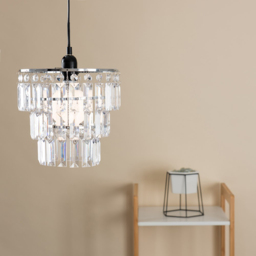 ValueLights Kelsks Chrome Clear Jewel Droplet Ceiling Lamp Shade - Size: 23 x 23 x 23cm - Silver - Wilko - thumbnail 3