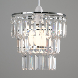 ValueLights Kelsks Chrome Clear Jewel Droplet Ceiling Lamp Shade - Size: 23 x 23 x 23cm - Silver - Wilko - thumbnail 5