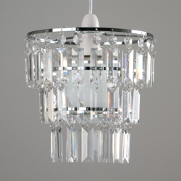 ValueLights Kelsks Chrome Clear Jewel Droplet Ceiling Lamp Shade - Size: 23 x 23 x 23cm - Silver - Wilko - thumbnail 4