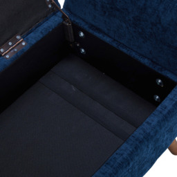 Living and Home Blue Chenille Upholstered Storage Bench - Size: 54 x 153 x 46cm - Wilko - thumbnail 6