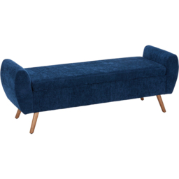Living and Home Blue Chenille Upholstered Storage Bench - Size: 54 x 153 x 46cm - Wilko - thumbnail 3
