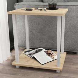 Decorotika Gurnee White and Oak Side Table - Size: 48 x 45 x 35cm - Multi - Wilko