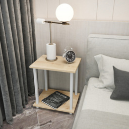 Decorotika Gurnee White and Oak Side Table - Size: 48 x 45 x 35cm - Multi - Wilko - thumbnail 5