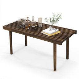 Costway Slatted Top Coffee Table - Size: 106.7 x 53.3 x 12.7cm - Brown - Wilko - thumbnail 4