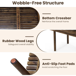 Costway Slatted Top Coffee Table - Size: 106.7 x 53.3 x 12.7cm - Brown - Wilko - thumbnail 6