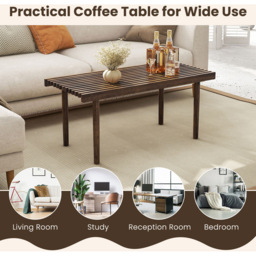 Costway Slatted Top Coffee Table - Size: 106.7 x 53.3 x 12.7cm - Brown - Wilko - thumbnail 7