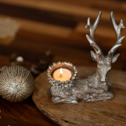 Marco Paul Resin Deer Tealight Holder 2 Pack - Size: 13 x 8.5 x 5cm - Silver - Wilko - thumbnail 5