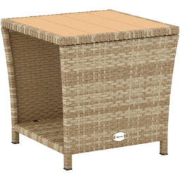 Outsunny Single Shelf Khaki Rattan Side Table - Size: 43 x 45 x 45cm - Wilko - thumbnail 3