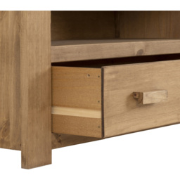 Seconique Tortilla Single Drawer Distressed Waxed Pine TV Unit - Size: 44 x 107 x 52cm - Brown - Wilko - thumbnail 6