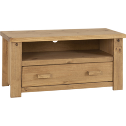 Seconique Tortilla Single Drawer Distressed Waxed Pine TV Unit - Size: 44 x 107 x 52cm - Brown - Wilko - thumbnail 3