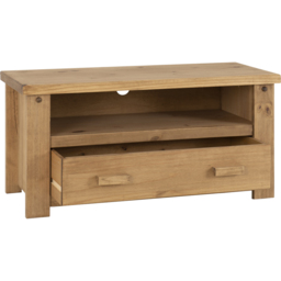 Seconique Tortilla Single Drawer Distressed Waxed Pine TV Unit - Size: 44 x 107 x 52cm - Brown - Wilko - thumbnail 5