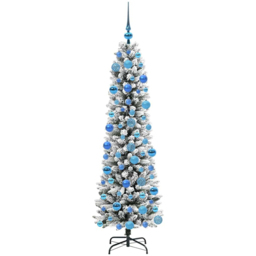 vidaXL Pre-Lit Warm White LED and Blue Baubles White Artificial Christmas Tree with Stand 5.9ft - Wilko - thumbnail 5