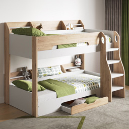 Flair Flick Oak Single Drawer Bunk Bed with Shelves - Brown - Wilko