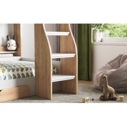 Flair Flick Oak Single Drawer Bunk Bed with Shelves - Brown - Wilko - thumbnail 5