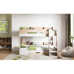 Flair Flick Oak Single Drawer Bunk Bed with Shelves - Brown - Wilko - thumbnail 3
