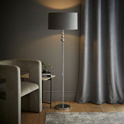 ValueLights Marissa Reni Grey Velvet Shade and Chrome Ball LED Floor Lamp - Size: 145 x 45 x 45cm - Silver - Wilko - thumbnail 3