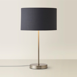 ValueLights Charlie Metallic and Charcoal Shade Brushed Chrome Table Lamp and Bulb - Size: 43 x 25 x 25cm - Silver - Wilko - thumbnail 6