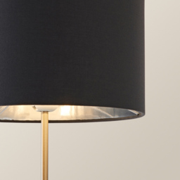 ValueLights Charlie Metallic and Charcoal Shade Brushed Chrome Table Lamp and Bulb - Size: 43 x 25 x 25cm - Silver - Wilko - thumbnail 4