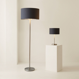 ValueLights Charlie Metallic and Charcoal Shade Brushed Chrome Table Lamp and Bulb - Size: 43 x 25 x 25cm - Silver - Wilko - thumbnail 7