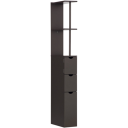 HOMCOM 3 Drawer and 2 Shelf Brown Tall Bathroom Storage Cabinet - Size: 136.5 cm x 33.0 cm x 15.0 cmcm - Wilko - thumbnail 3