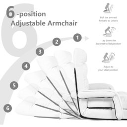 Costway White Adjustable Folding Floor Lazy Chair with Pillow - Wilko - thumbnail 5