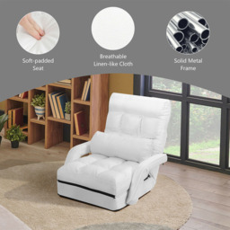 Costway White Adjustable Folding Floor Lazy Chair with Pillow - Wilko - thumbnail 7