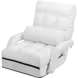 Costway White Adjustable Folding Floor Lazy Chair with Pillow - Wilko - thumbnail 3