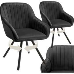 tectake Set of 2 Black Velvet Lounge Armchair - Size: Single - Wilko - thumbnail 3