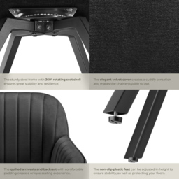 tectake Set of 2 Black Velvet Lounge Armchair - Size: Single - Wilko - thumbnail 6