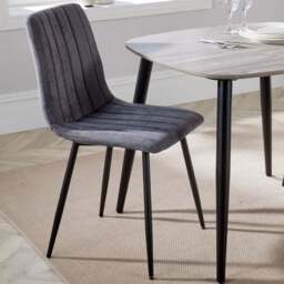 Core Products Aspen Set of 2 Grey and Black Straight Stitch Dining Chair - Wilko