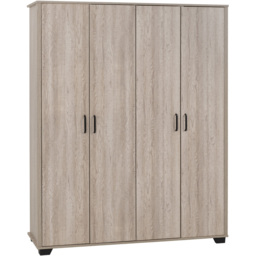 Seconique Oliver 4 Door Light Oak Effect Wardrobe - Brown - Wilko - thumbnail 3