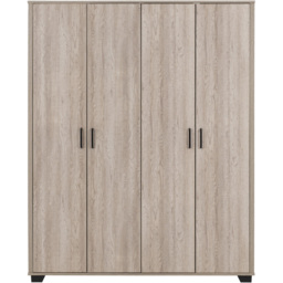 Seconique Oliver 4 Door Light Oak Effect Wardrobe - Brown - Wilko - thumbnail 4