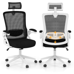 Costway White Ergonomic Office Chair with Lumbar Support - Size: 65 x 64 x 30cm - Wilko - thumbnail 3