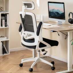 Costway White Ergonomic Office Chair with Lumbar Support - Size: 65 x 64 x 30cm - Wilko