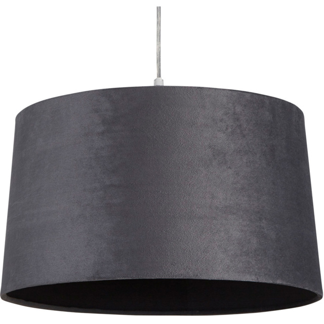 Lighting Collection Posner Dark Grey Velvet Tapered Drum Lamp Shade 40cm - Size: 24 x 41 x 41cm - Charcoal Grey - Wilko - image 1